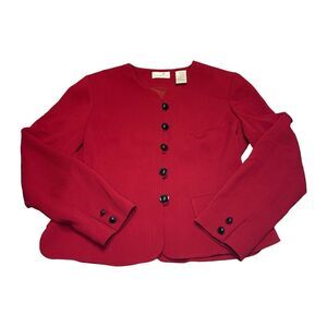 Liz Claiborne Red Blazer Jacket Lined 5 Button Front Women’s Size 10